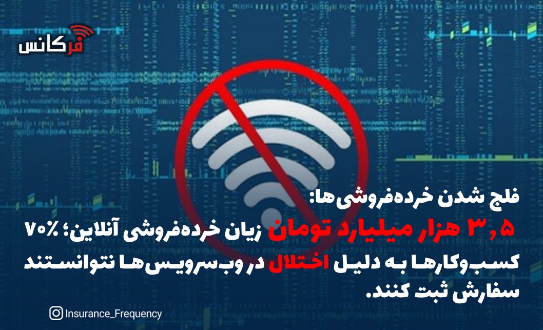 فلج شدن خرده‌فروشی‌ها: ۳.۵ هزار میلیارد تومان زیان خرده‌فروشی آنلاین؛ ۷۰٪ کسب‌وکارها به دلیل اختلال در وب‌سرویس‌ها نتوانستند سفارش ثبت کنند.