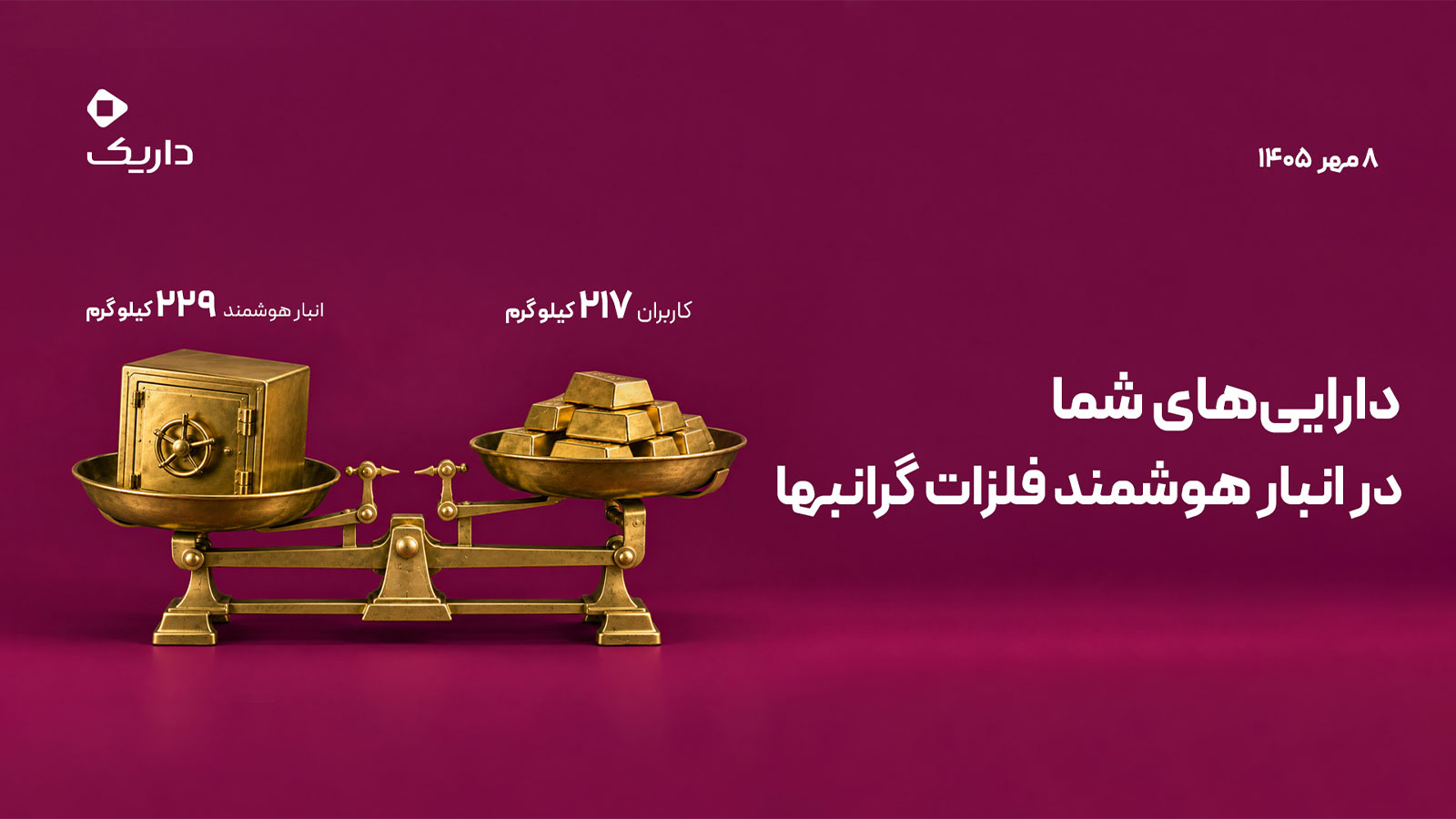 شفافیت روزانه در بازار طلا؛ داریک مجموع دارایی کاربران و طلای فیزیکی معادل آن را منتشر می‌کند