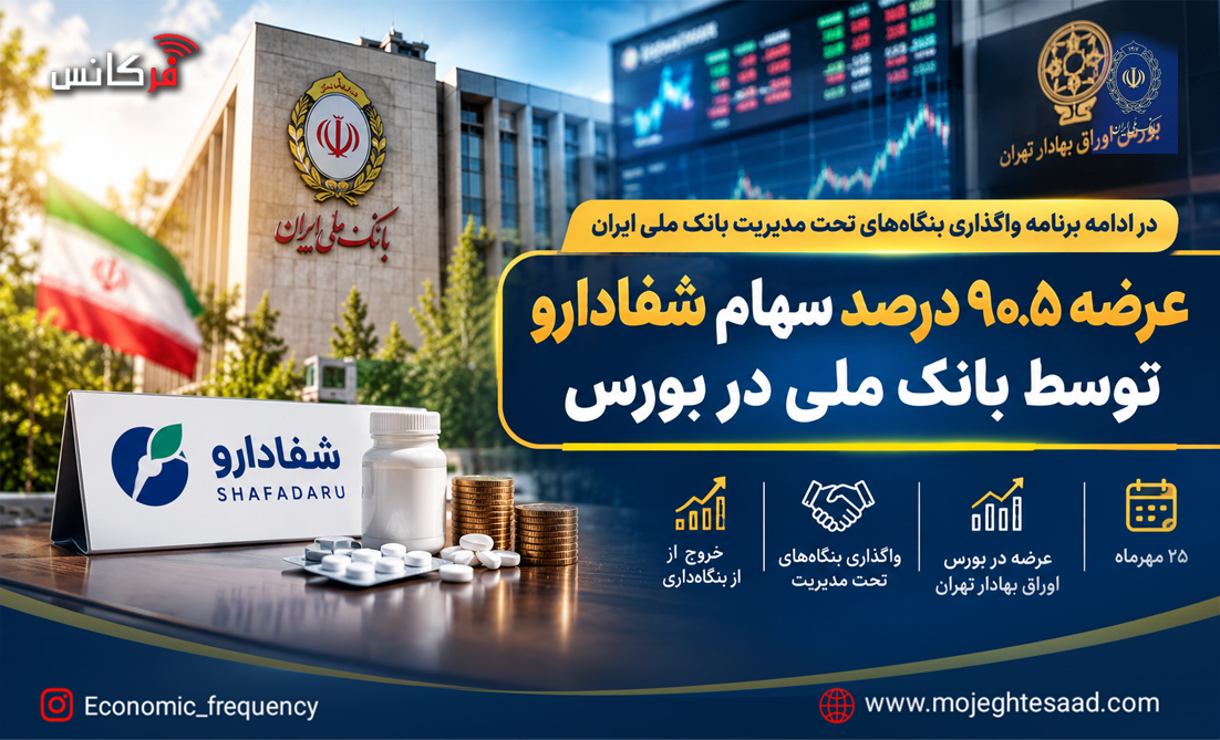 عرضه ۹۰.۵ درصد سهام شفادارو توسط بانک ملی در بورس